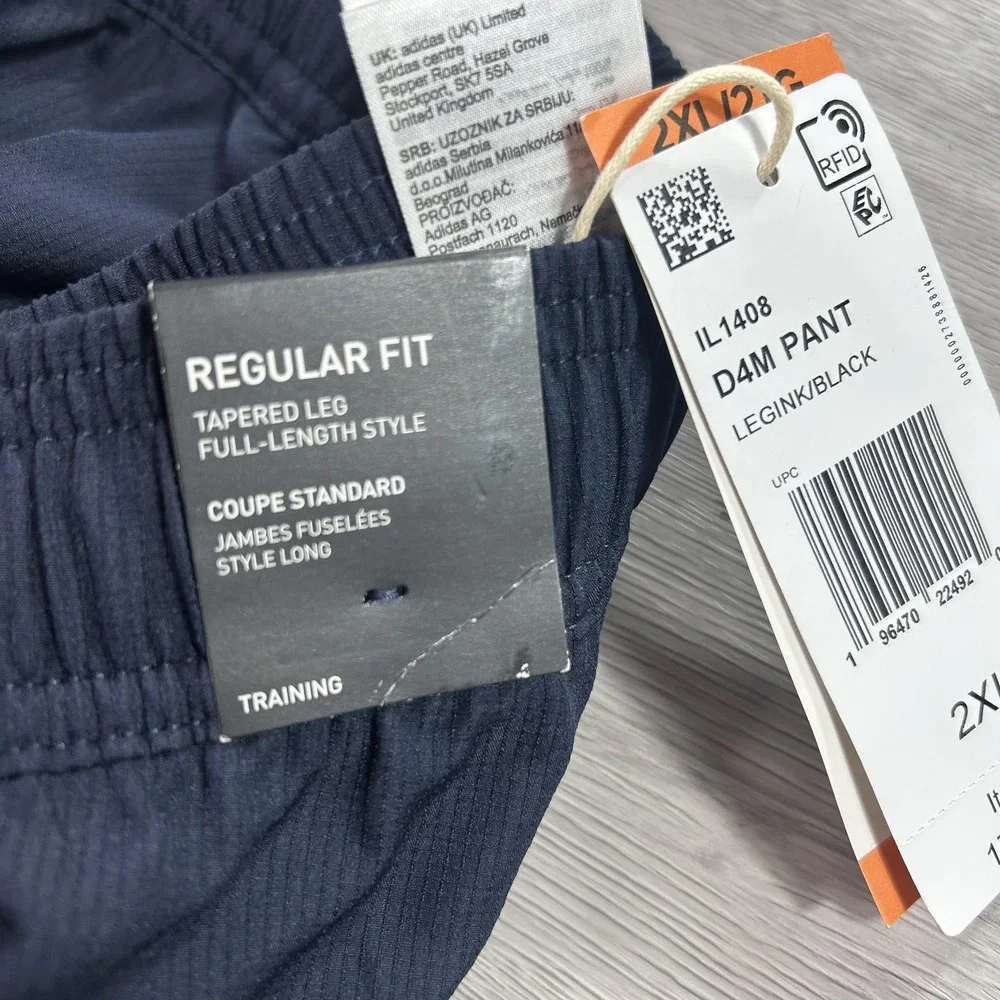Adidas AEROREADY Track Pants Mens 2XL Blue Regular Fit Training Elastic IL1408